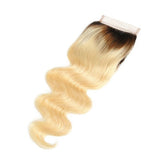 #1B613 Body Wave 4x4 Human Hair Blonde Transparent Closure