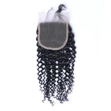 Deep Curly 4x4 Virgin Human Hair Natural Black Transparent Closure