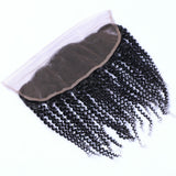 Deep Curly 13x4 Virgin Human Hair Natural Black Transparent Frontal