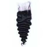 Deep Wave 4x4 Virgin Human Hair Natural Black Transparent Closure