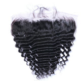 Deep Wave 13x4 Virgin Human Hair Natural Black Transparent Frontal