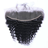 Deep Wave 13x4 Virgin Human Hair Natural Black Transparent Frontal