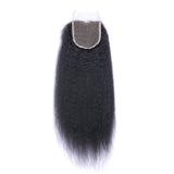 Kinky Straight 4x4 Virgin Human Hair Natural Black Transparent Closure