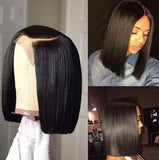 Bob Style Straight 13*4 Transaprent Frontal Lace Wig Natural Black #1B