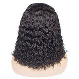 Bob Style Water Wave 13*4 Transaprent Frontal Lace Wig Natural Black #1B