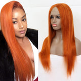 #350 Orange Ginger  13x4  Transparent Frontal Lace Wig Straight Color Wig