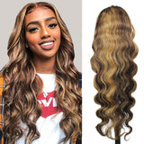 #4/27  Highlight Honey Blonde 13x4  Transparent Frontal Lace Wig Body Wave Color Wig