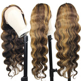 #4/27  Highlight Honey Blonde 13x4  Transparent Frontal Lace Wig Body Wave Color Wig