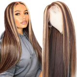 #4/27  Highlight Honey Blonde 13x4  Transparent Frontal Lace Wig Straight Color Wig