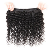 3 Bundle Deals With 4*4 Transparent  Closure Deep Wave Virgin Human Hair Natural Black