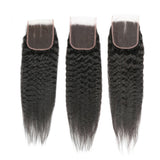 3 Bundle Deals With 4*4 Transparent Closure Kinky Straight Virgin Human Hair Natural Black