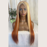 Blond Front/Orange Back 613/#350 Highlight  13x4  Transparent Frontal Lace Wig Straight Color Wig