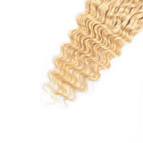 #613 Deep Wave 4x4 Human Hair Blonde Transparent Closure