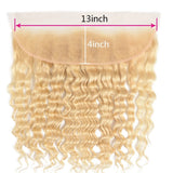 #613 Deep Wave 13x4 Human Hair Blonde Transparent Frontal