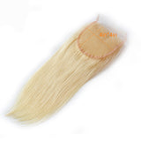 #613 Straight 4x4 Human Hair Blonde Transparent Closure