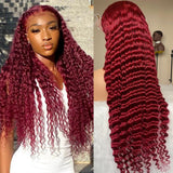 99J  13x4  Transparent Frontal Lace Wig Deep Wave Color Wig