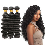 3 Bundle Deals Deep Wave Virgin Human Hair Natural Black