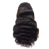 Body Wave 13x4 Transparent Frontal Lace Wig Natural Black 180% Density