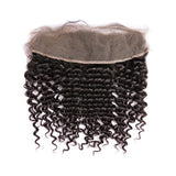 3 Bundle Deals With 13*4 Transparent Frontal Deep Curly Virgin Human Hair Natural Black