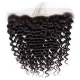 3 Bundle Deals With 13*4 Transparent Frontal Deep Wave Virgin Human Hair Natural Black