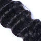 3 Bundle Deals With 13*4 Transparent Frontal Deep Wave Virgin Human Hair Natural Black