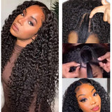 Deep Wave #1B Natural Black U Part Wigs 100% Virgin Human Hair 180% Density