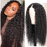 Deep Wave #1B Natural Black V Part Wigs 100% Virgin Human Hair 180% Density