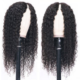 Deep Wave #1B Natural Black V Part Wigs 100% Virgin Human Hair 180% Density