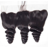 3 Bundle Deals With 13*4 Transparent Frontal Loose Wave Virgin Human Hair Natural Black