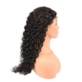 180% Density Deep Wave 4x4 Transparent Closure Lace Wig Natural Black