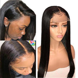 180% Density Straight 4x4  Transparent Closure Lace Wig Natural Black