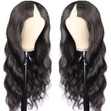 Body Wave #1B Natural Black V Part Wigs 100% Virgin Human Hair 180% Density